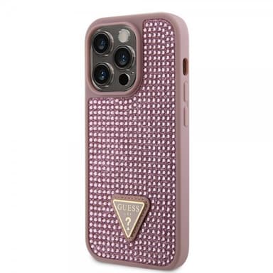 Guess iPhone 15 Pro Skal Rhinestone Rosa