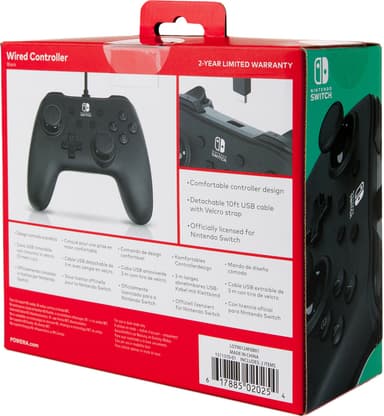 PowerA Nintendo Switch med USB-ansluten spelkontroll (svart)
