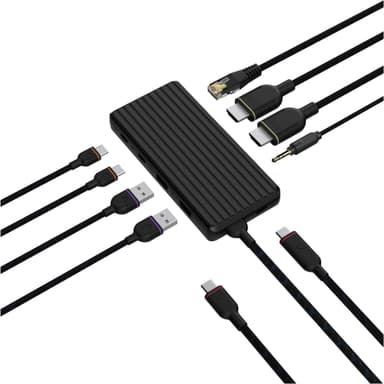 Unisynk 9-portars 4K 100W USB-C-hubb (svart)
