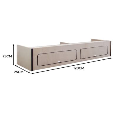 Överskåp för Inredning i Skåpbil med Svart List – 120cm x 25cm x 25cm