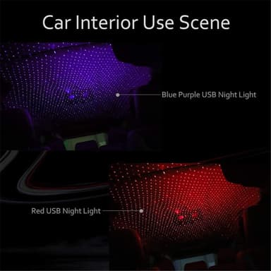 USB Lampa bil sovrum tak Projektor Star Light - Blå/Lila Ljus