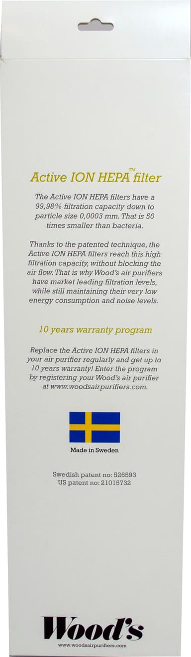 Woods Active ION HEPA luftreningsfilter WHE901 (2-pack)