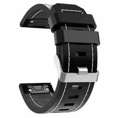 Läder klockarmband easyfit Garmin Descent Mk1 - Svart