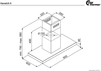 Thermex Frihängande Fläktkåpa 528.23.3098.0 (rostfri 90cm Extern motor)