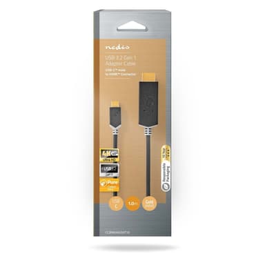 Nedis USB-C™ Adapter | USB 3.2 Gen 1 | USB-C™ Hane | HDMI™ Kontakt | 4K@60Hz | 1.00 m | Rund | Guldplaterad | PVC | Antracit | Låda