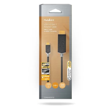 Nedis USB-C™ Adapter | USB 3.2 Gen 1 | USB-C™ Hane | HDMI™ Kontakt | 4K@60Hz | 2.00 m | Rund | Guldplaterad | PVC | Antracit | Låda