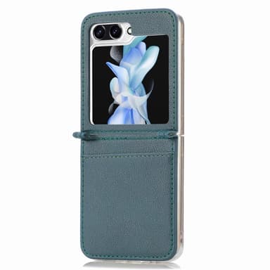 Läder skal med kortplats Samsung Galaxy Z Flip 5 - Petrol
