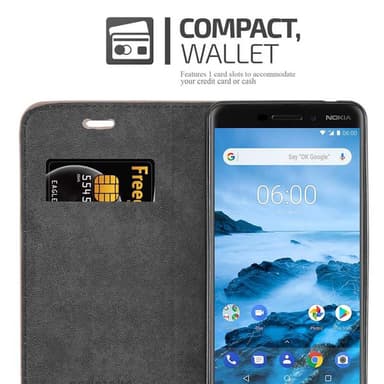 Nokia 6.1 Plånboksfodral Skal (Brun)