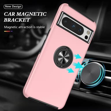 Till Pixel 8 Pro Hybrid skal med Finger Ring - Rosa