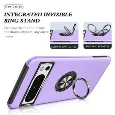 Till Pixel 8 Pro Hybrid skal med Finger Ring - Lila