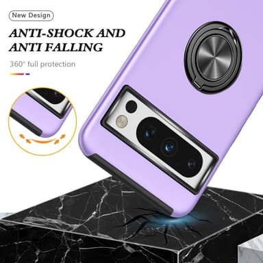 Till Pixel 8 Pro Hybrid skal med Finger Ring - Lila