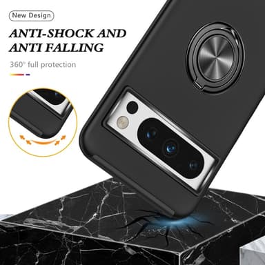 Till Pixel 8 Pro Hybrid skal med Finger Ring - Svart