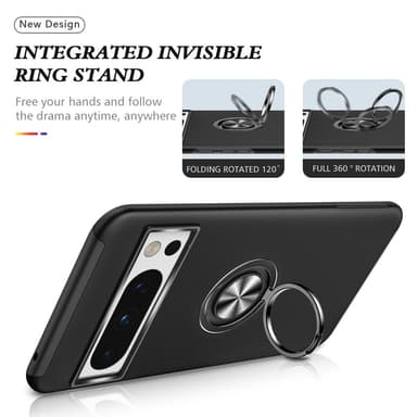 Till Pixel 8 Pro Hybrid skal med Finger Ring - Svart
