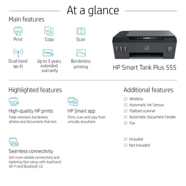 HP Smart Tank Plus 555 AIO inkjet bläckstråleskrivare