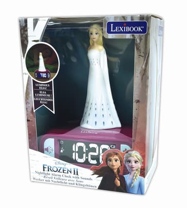 Väckarklocka med nattljus 3D-design Frozen Elsa och ljudeffekter