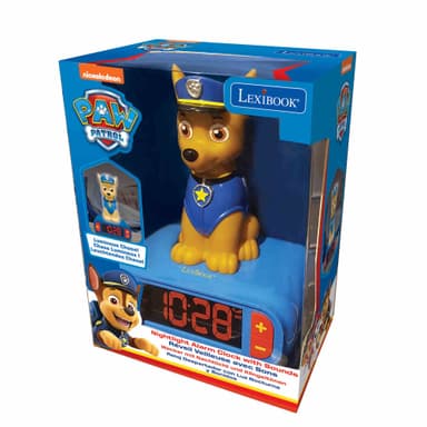 Vækkeur med natlys 3D-design Paw Patrol Chase og lydeffekter