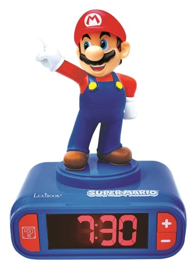 Super Mario Alarm Clock med Mario 3D-figur och ljud från videospelet