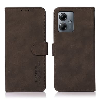 SKALO Motorola Moto G14 KHAZNEH Plånboksfodral i PU-Läder - Brun