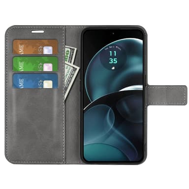 SKALO Motorola Moto G14 Premium Plånboksfodral - Grå