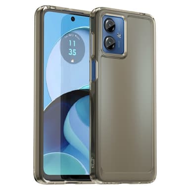 SKALO Motorola Moto G14 Transparent TPU Metalknappar Skal - Grå