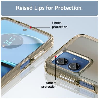 SKALO Motorola Moto G14 Transparent TPU Metalknappar Skal - Grå
