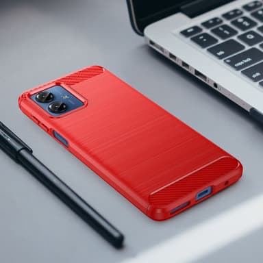 SKALO Motorola Moto G14 Armor Carbon Stöttåligt TPU-skal - Röd
