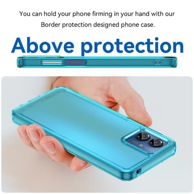 SKALO Motorola Moto G14 Transparent TPU Metalknappar Skal - Turkos