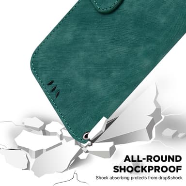 SKALO Motorola Moto G14 Embossed Tiger Plånbok - Grön