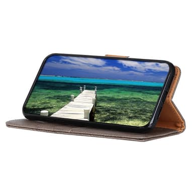SKALO Motorola Moto G14 KHAZNEH Premium Plånboksfodral i PU-Läder - Khaki