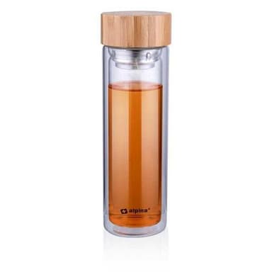 Alpina Glasflaska med tefilter & trälock