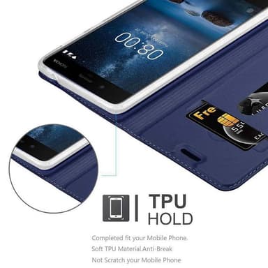 Nokia 8 2017 Plånboksfodral Skal (Blå)