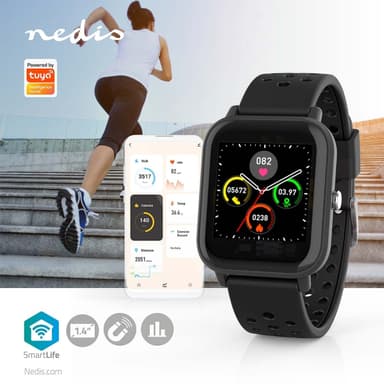 Nedis SmartLife-klocka | LCD | IP68 | Maximal användningstid: 7200 min | Android™ / IOS | Svart