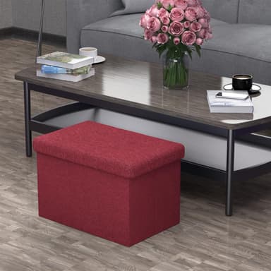 Hopfällbar Sittpall 49x30x30 cm Fotstöd (röd)