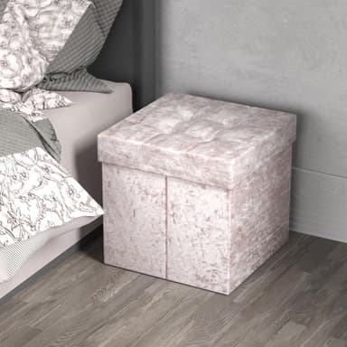 Hopfällbar Sittpall Sittkub 38x38x38cm Fotstöd (rosa)