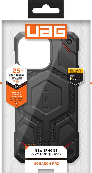 UAG Monarch Pro MagSafe iPhone 15 Pro Max fodral (kevlar/svart)