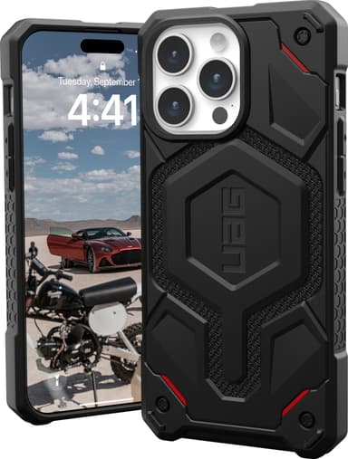 UAG Monarch Pro MagSafe iPhone 15 Pro Max fodral (kevlar/svart)