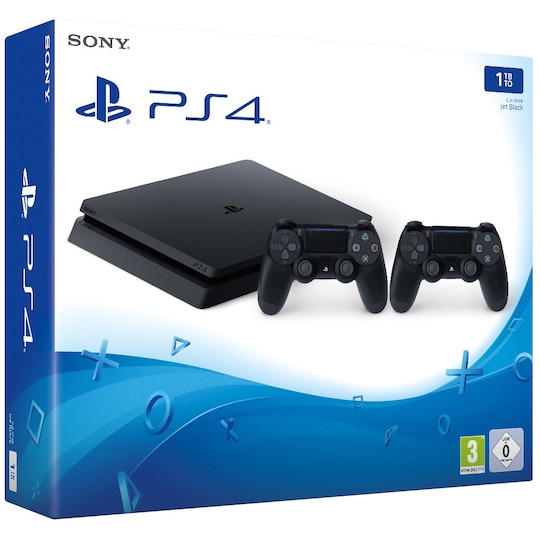 PlayStation 4 Slim 1 TB F Chassi svart 2x DualShock