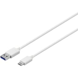Sandstrøm USB A-C kabel 3 m (vit)