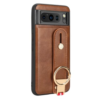 SKALO Google Pixel 8 Pro PU-Läder Skal med Handrem - Brun