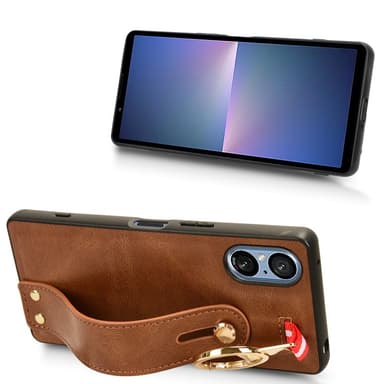 SKALO Sony Xperia 5 V PU-Läder Skal med Handrem - Brun
