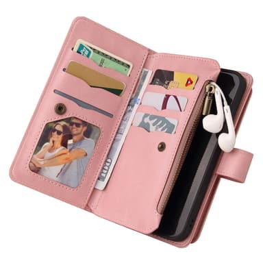SKALO Google Pixel 8 Big Wallet 17-FACK Plånboksfodral - Rosa