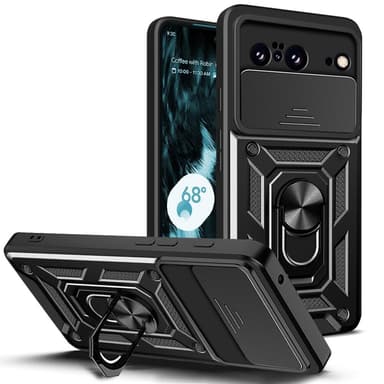 SKALO Google Pixel 8 Armor Hybrid Metallring Kameraslider - Svart