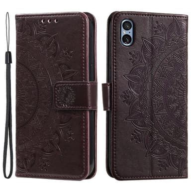 SKALO Sony Xperia 5 V Mandala Plånboksfodral - Brun