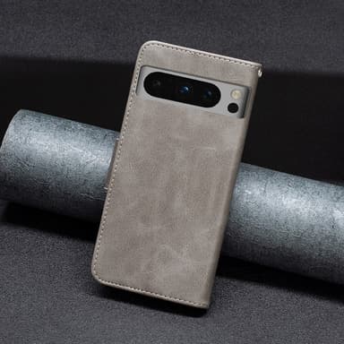SKALO Google Pixel 8 Pro Plånboksfodral i PU-Läder - Grå