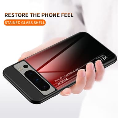 SKALO Google Pixel 8 Pro Gradient Härdat Glas TPU-skal - Röd