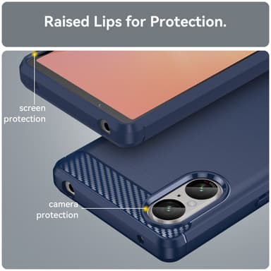 SKALO Sony Xperia 5 V Armor Carbon Stöttåligt TPU-skal - Blå