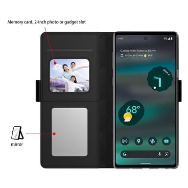 SKALO Google Pixel 8 Korthållare Spegel Plånbok - Svart