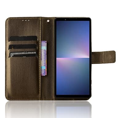 SKALO Sony Xperia 5 V Premium Mini Romb Plånboksfodral - Brun