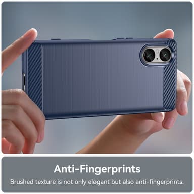 SKALO Sony Xperia 5 V Armor Carbon Stöttåligt TPU-skal - Blå