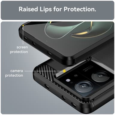 SKALO Xiaomi 13T/13T Pro Armor Carbon Stöttåligt TPU-skal - Svart